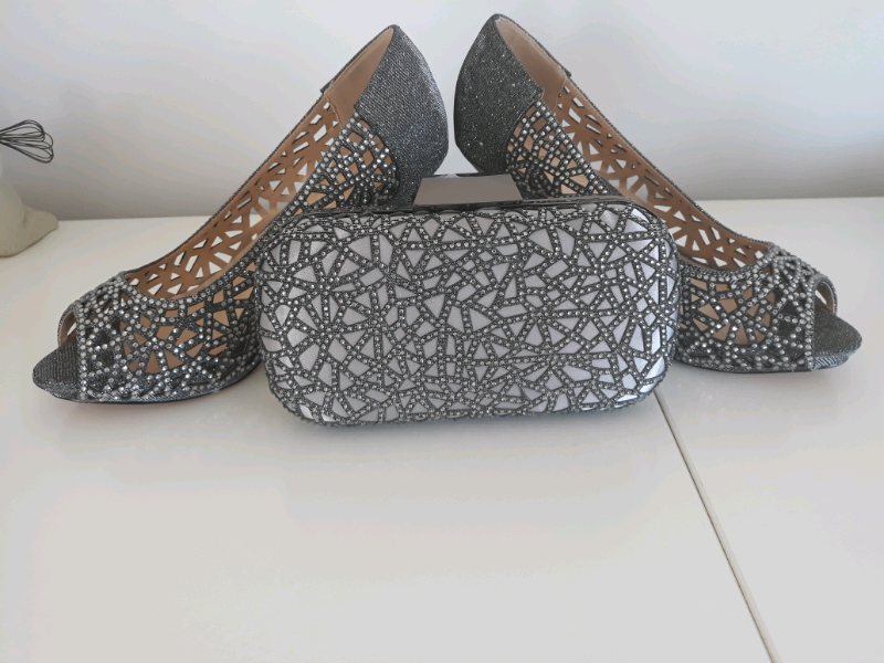 pewter shoes and bag